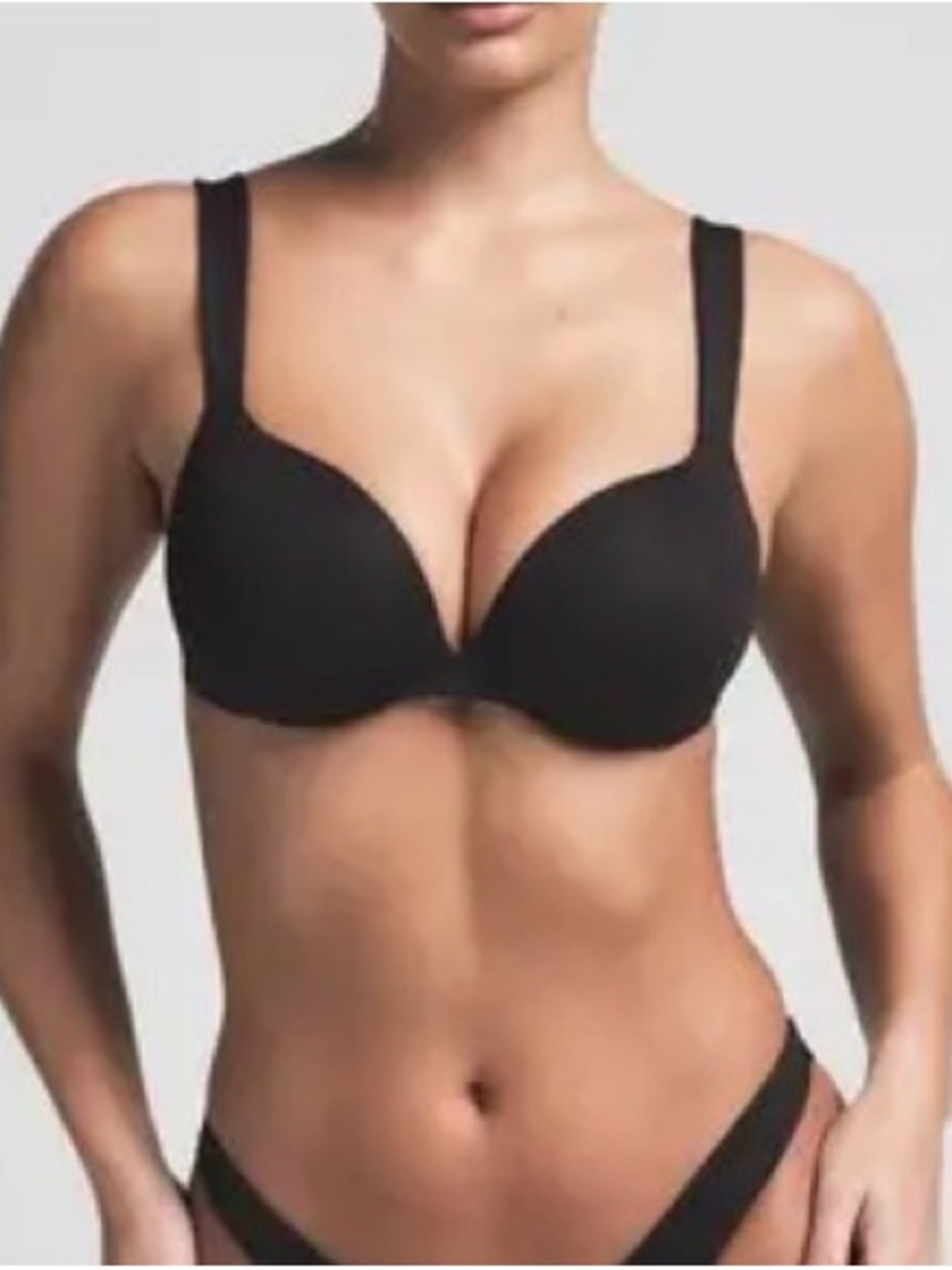 New Skims Signature Swim Ultimate Teardrop Plunge Push Up Bikini Top Onyx 5 S M